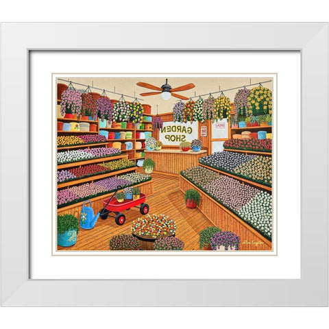Garden Shop White Modern Wood Framed Art Print with Double Matting by Engler, Don
