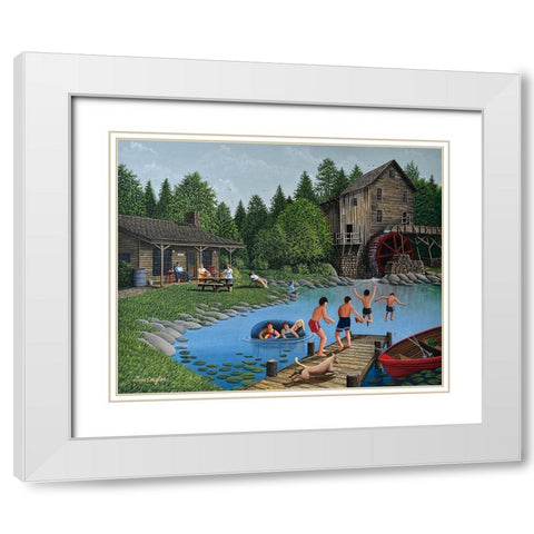 The Swimming Hole White Modern Wood Framed Art Print with Double Matting by Engler, Don