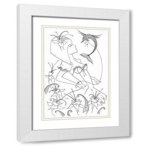 018a White Modern Wood Framed Art Print with Double Matting by Steel, Emma