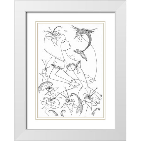 018a White Modern Wood Framed Art Print with Double Matting by Steel, Emma