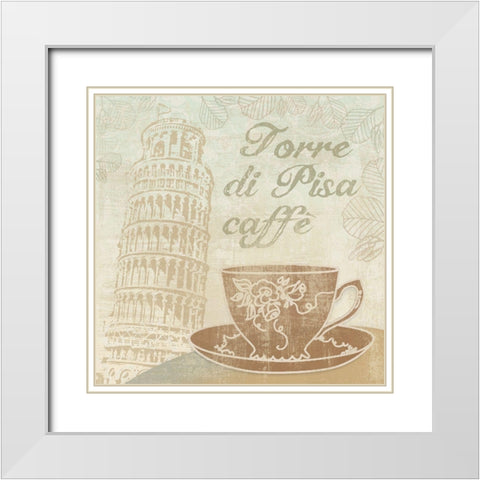 Caffe Pisa White Modern Wood Framed Art Print with Double Matting by Clark, Erin