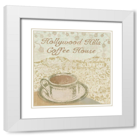 Hollywood Coffee House White Modern Wood Framed Art Print with Double Matting by Clark, Erin
