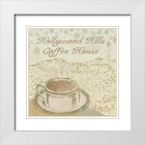 Hollywood Coffee House White Modern Wood Framed Art Print with Double Matting by Clark, Erin