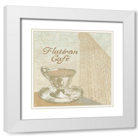 Flatiron Cafe White Modern Wood Framed Art Print with Double Matting by Clark, Erin