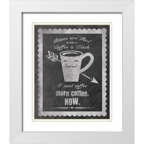 Roses Coffee White Modern Wood Framed Art Print with Double Matting by Clark, Erin