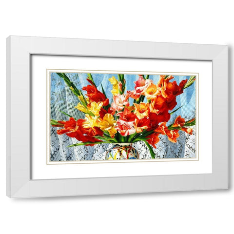 Fireworks White Modern Wood Framed Art Print with Double Matting by Chartier, Francois