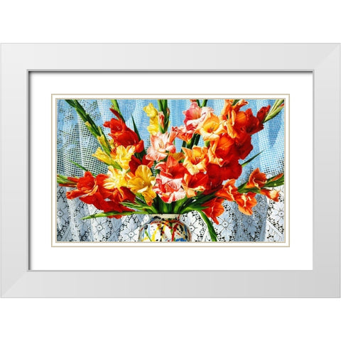 Fireworks White Modern Wood Framed Art Print with Double Matting by Chartier, Francois