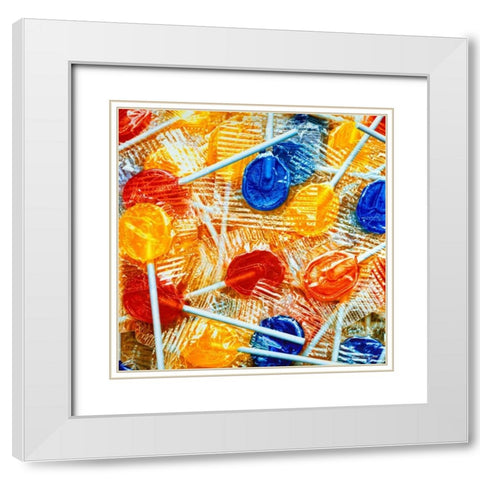 Lollipops White Modern Wood Framed Art Print with Double Matting by Chartier, Francois
