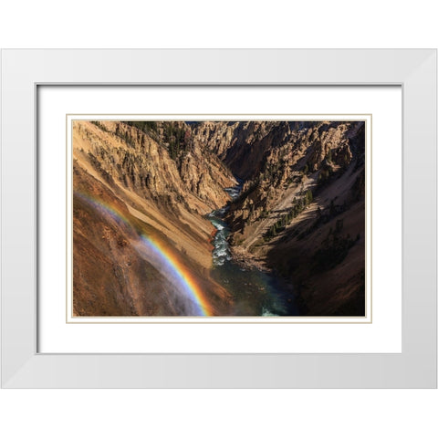 Brink of Lower Falls YNP White Modern Wood Framed Art Print with Double Matting by Galloimages Online