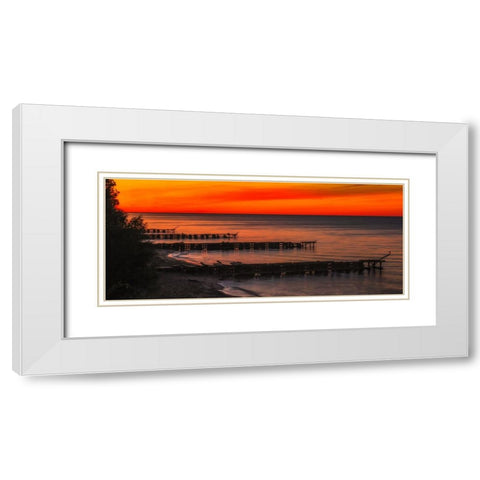 Edgewater Docks Cleveland White Modern Wood Framed Art Print with Double Matting by Galloimages Online