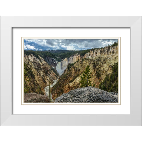 Lower Falls YNP Grand Canyon White Modern Wood Framed Art Print with Double Matting by Galloimages Online