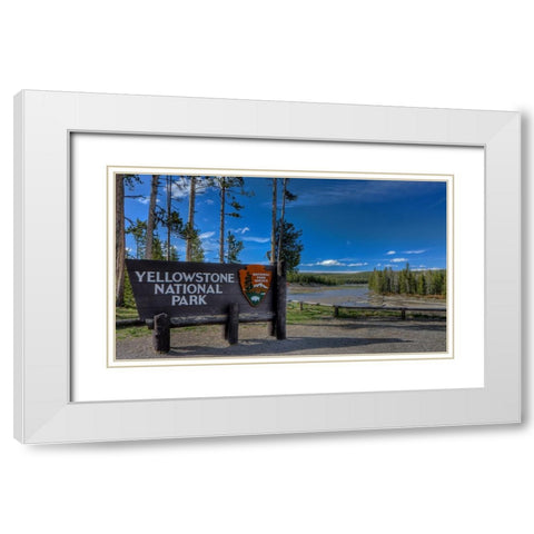 Yellowstone National Park Sign White Modern Wood Framed Art Print with Double Matting by Galloimages Online