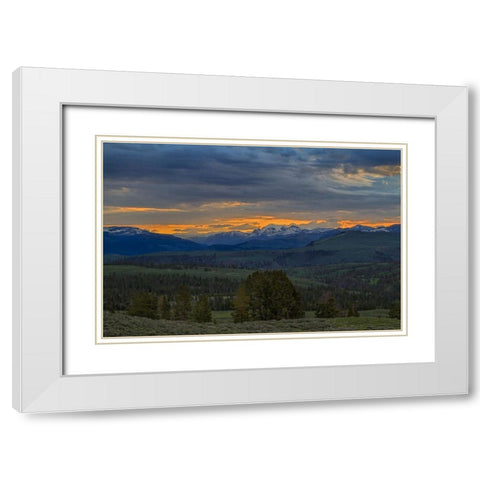Yellowstone Sunrise White Modern Wood Framed Art Print with Double Matting by Galloimages Online