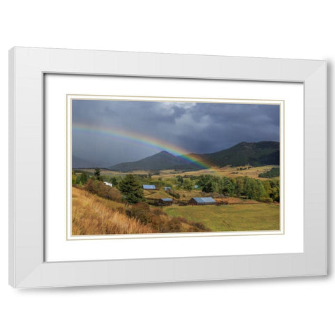 Montana Farm Rainbow White Modern Wood Framed Art Print with Double Matting by Galloimages Online