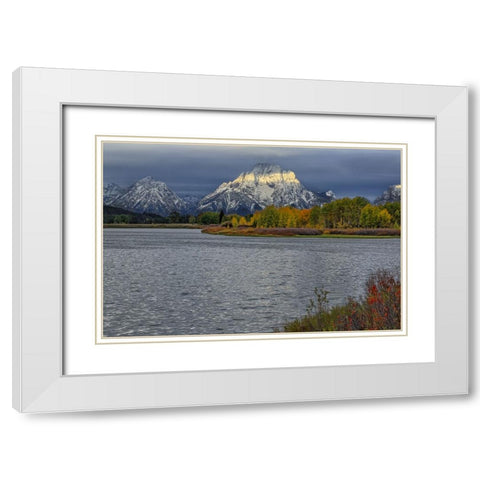 Oxbow Bend Band Of Light White Modern Wood Framed Art Print with Double Matting by Galloimages Online