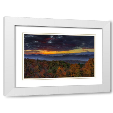 Smokies Sunrise (Oil Paint) White Modern Wood Framed Art Print with Double Matting by Galloimages Online