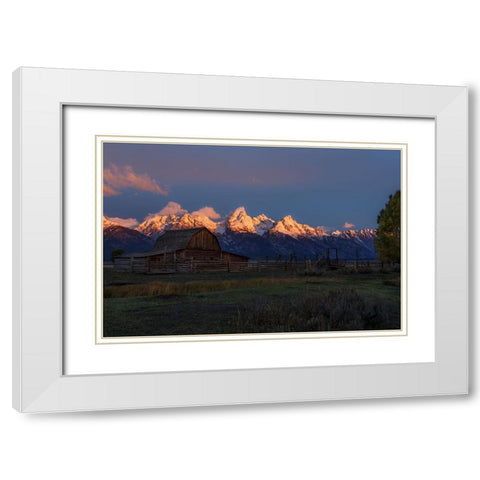 Moulton Barn At Sunrise White Modern Wood Framed Art Print with Double Matting by Galloimages Online