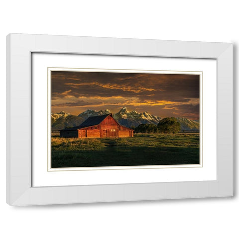 Moulton Barn Sunrise White Modern Wood Framed Art Print with Double Matting by Galloimages Online