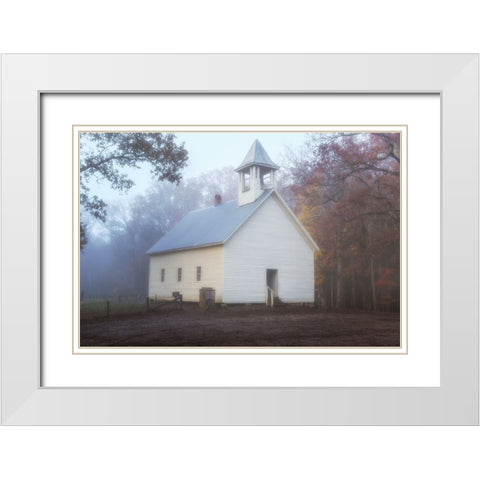 Primitive Baptist Church Fog White Modern Wood Framed Art Print with Double Matting by Galloimages Online
