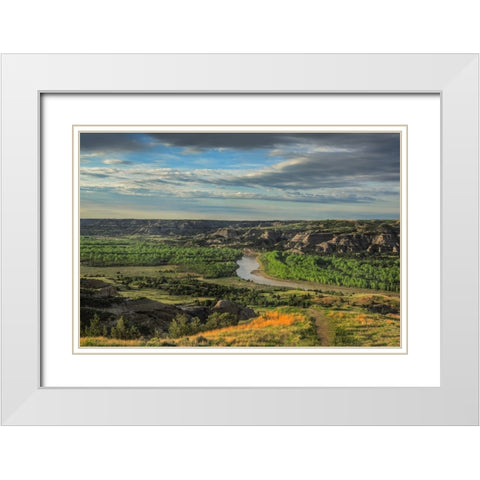 River Bend Overlook White Modern Wood Framed Art Print with Double Matting by Galloimages Online