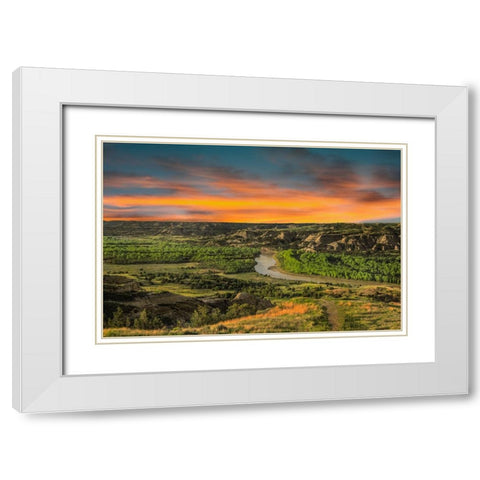 Sunrise At River Bend Overlook White Modern Wood Framed Art Print with Double Matting by Galloimages Online