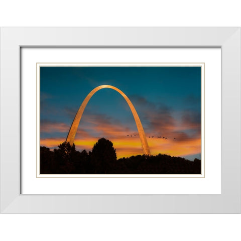 The Arch At Sunset White Modern Wood Framed Art Print with Double Matting by Galloimages Online