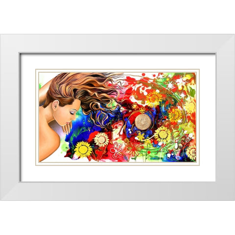 Asleep In The Garden White Modern Wood Framed Art Print with Double Matting by Stevenson, Graeme