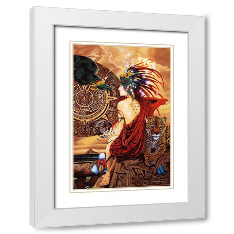 Aztec Dawn White Modern Wood Framed Art Print with Double Matting by Stevenson, Graeme