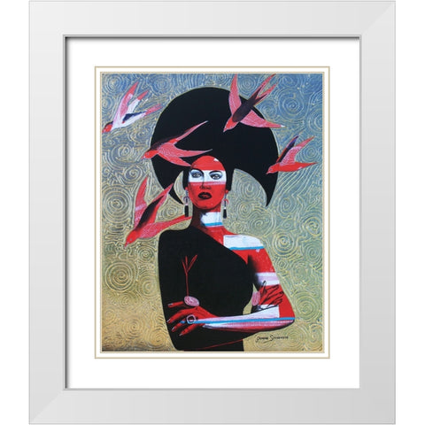 Black Swallow White Modern Wood Framed Art Print with Double Matting by Stevenson, Graeme