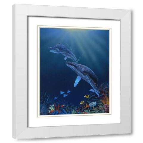 Blue Silence White Modern Wood Framed Art Print with Double Matting by Stevenson, Graeme
