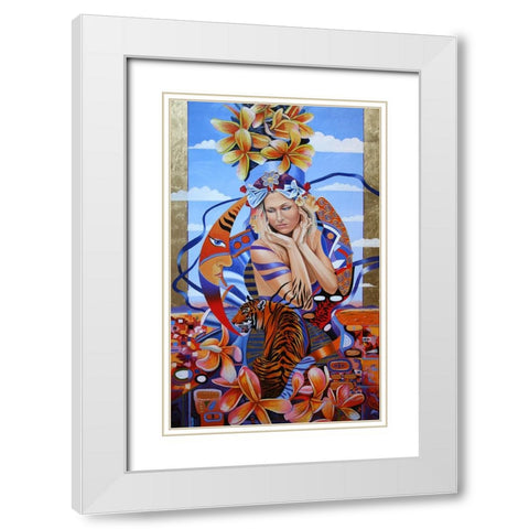 Electric Madonna White Modern Wood Framed Art Print with Double Matting by Stevenson, Graeme
