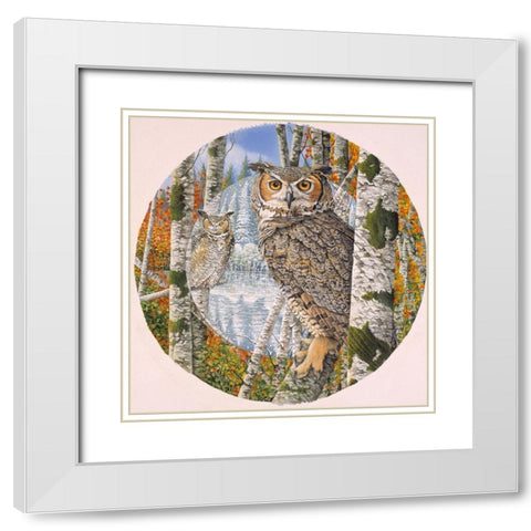 Great Horned Camoflage White Modern Wood Framed Art Print with Double Matting by Stevenson, Graeme