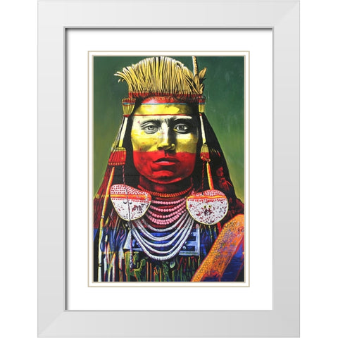 Indian Chief White Modern Wood Framed Art Print with Double Matting by Stevenson, Graeme