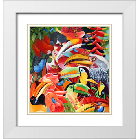 Jungle Colours White Modern Wood Framed Art Print with Double Matting by Stevenson, Graeme