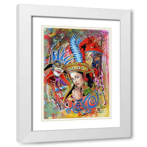 Mardi Gras White Modern Wood Framed Art Print with Double Matting by Stevenson, Graeme
