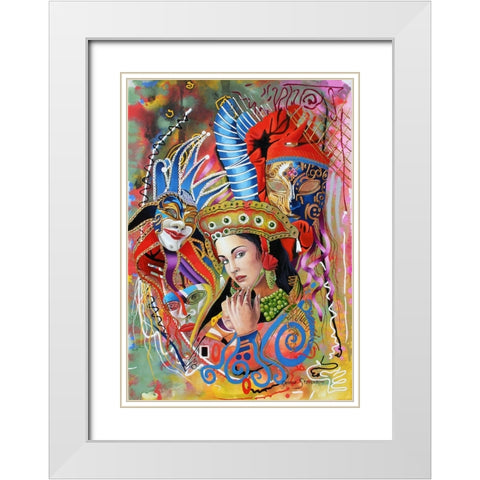 Mardi Gras White Modern Wood Framed Art Print with Double Matting by Stevenson, Graeme