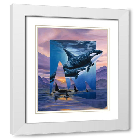 Orca Song White Modern Wood Framed Art Print with Double Matting by Stevenson, Graeme