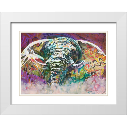 Psycodelic Ele White Modern Wood Framed Art Print with Double Matting by Stevenson, Graeme