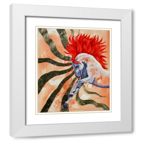 Red Stallion White Modern Wood Framed Art Print with Double Matting by Stevenson, Graeme