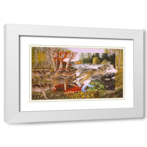 Seasons Of The Wolf White Modern Wood Framed Art Print with Double Matting by Stevenson, Graeme