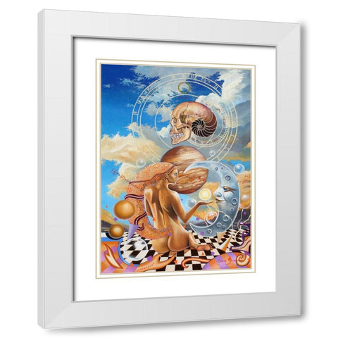 Sphenoid Evolution White Modern Wood Framed Art Print with Double Matting by Stevenson, Graeme