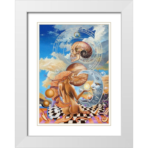 Sphenoid Evolution White Modern Wood Framed Art Print with Double Matting by Stevenson, Graeme