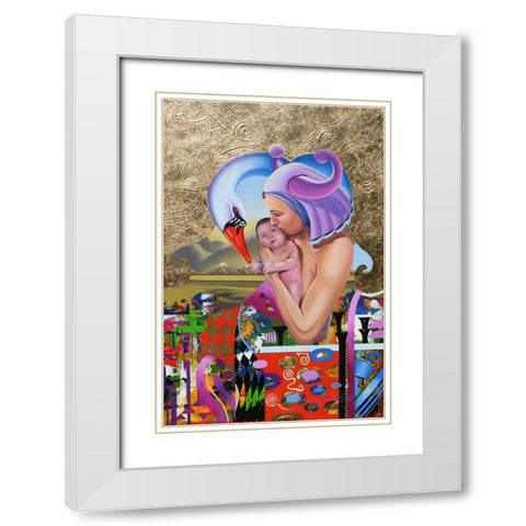 The Kiss White Modern Wood Framed Art Print with Double Matting by Stevenson, Graeme