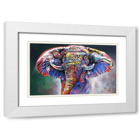 The Rainbow Bull White Modern Wood Framed Art Print with Double Matting by Stevenson, Graeme