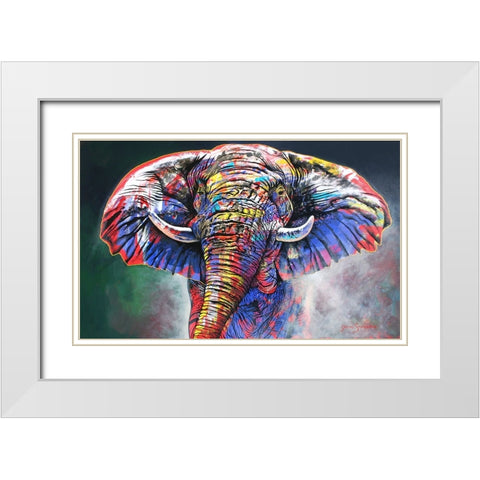 The Rainbow Bull White Modern Wood Framed Art Print with Double Matting by Stevenson, Graeme