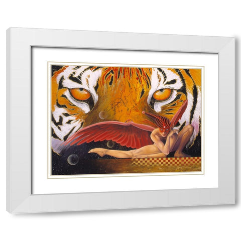 The Tigress White Modern Wood Framed Art Print with Double Matting by Stevenson, Graeme