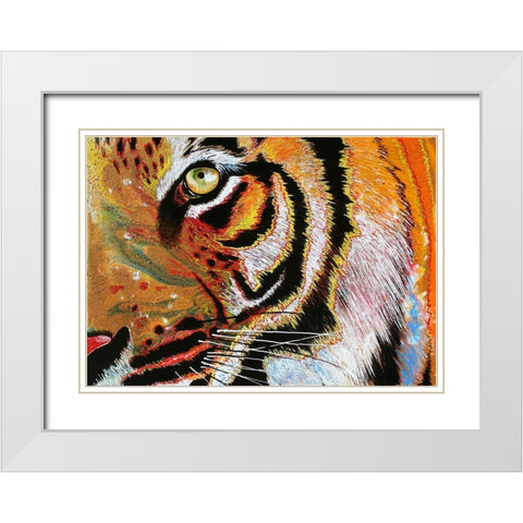 Tiger Burning Bright White Modern Wood Framed Art Print with Double Matting by Stevenson, Graeme