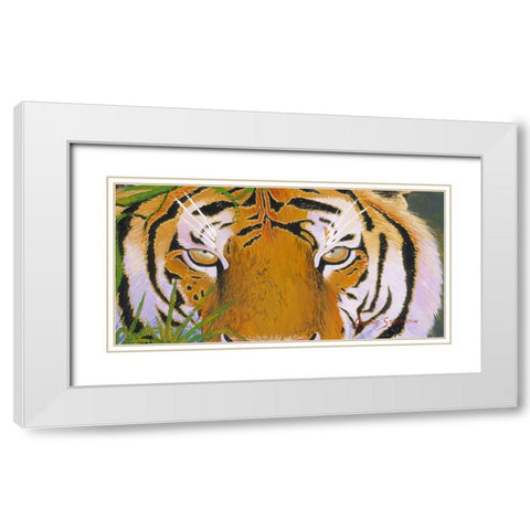 Tiger Eyes White Modern Wood Framed Art Print with Double Matting by Stevenson, Graeme