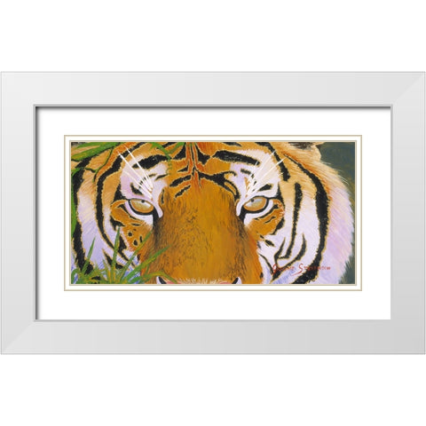 Tiger Eyes White Modern Wood Framed Art Print with Double Matting by Stevenson, Graeme