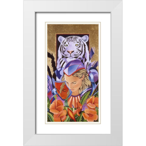 Tiger Think White Modern Wood Framed Art Print with Double Matting by Stevenson, Graeme